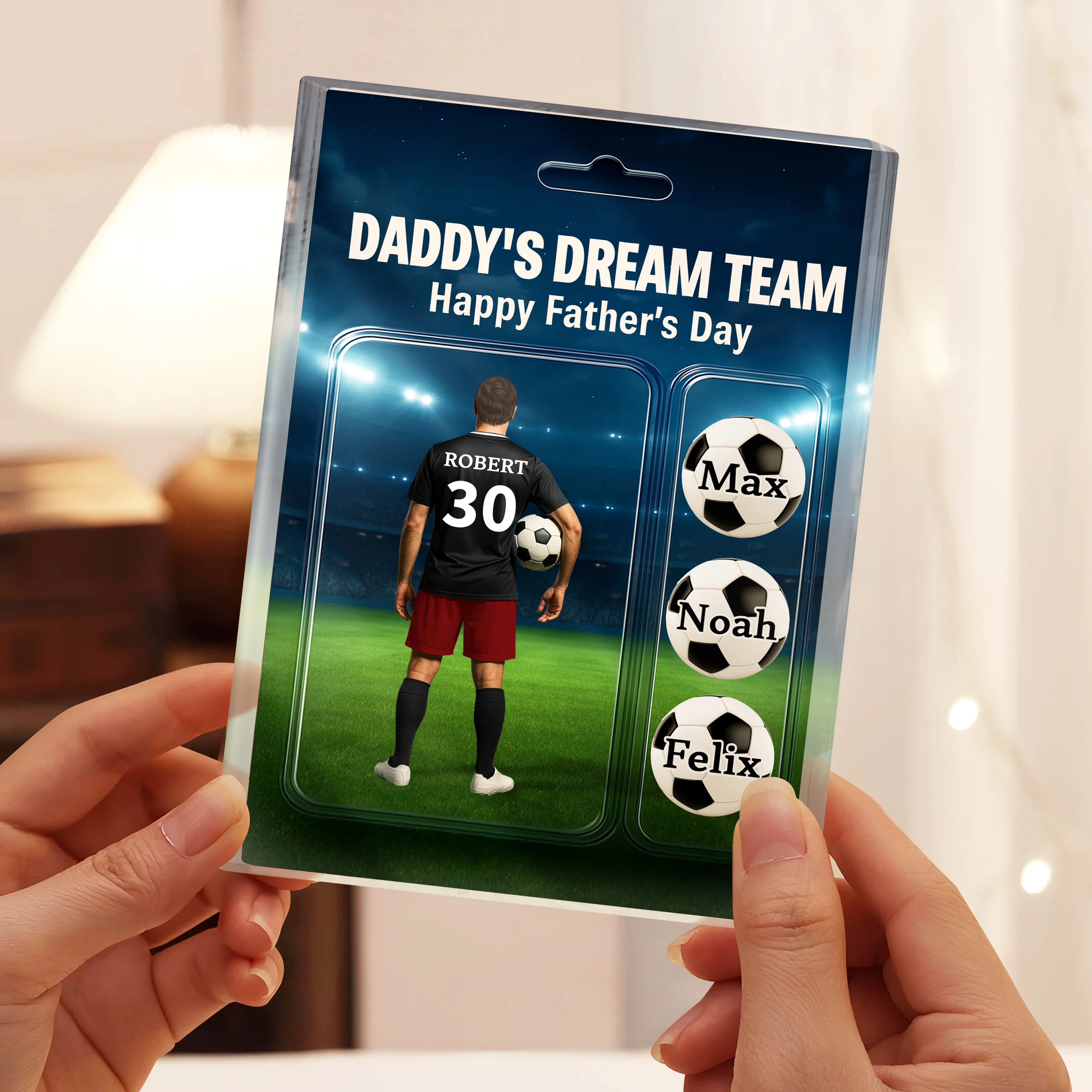 Daddy's Dream Team Soccer With Kids' Names Acrylic Block Plaque Personalized Gift For Father's Day, For Soccer Lover HO82 893766 - Image 5
