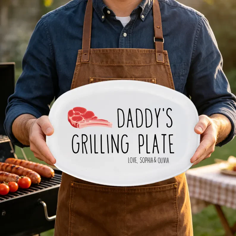 Daddy's Grilling Plate Platter Personalized Gift For Father's Day, BBQ Lovers HO82 894004 - Image 2