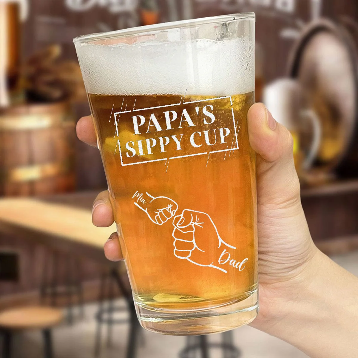 Daddy's Sippy Cup Print Beer Glass Personalized Gift HO82 890528 - Image 2