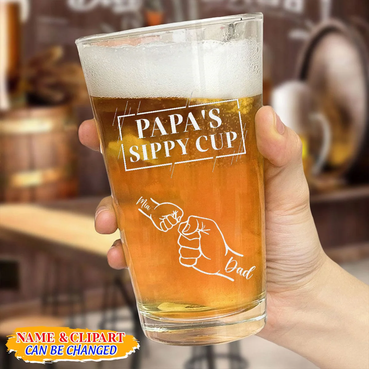 Daddy's Sippy Cup Print Beer Glass Personalized Gift HO82 890528 - Image 4