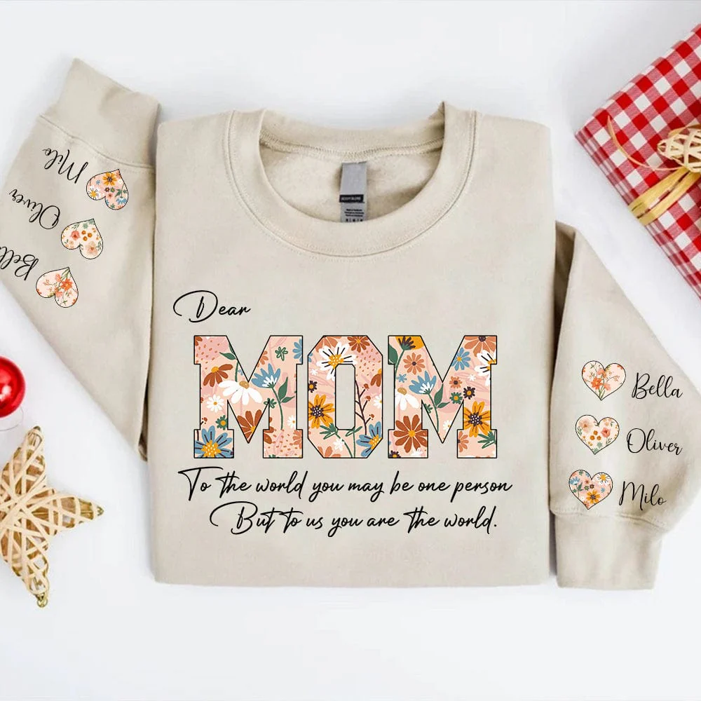 Dear Mom To Us You Are The World Sweatshirt Personalized Gift TA29 890162 - Image 3