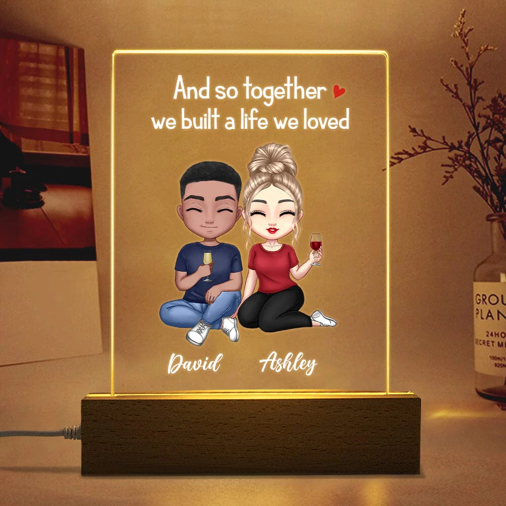 Doll Couple Sitting Gift For Him/Her Acrylic Plaque LED Lamp Night Light Personalized Gift DA199 890026 - Image 4