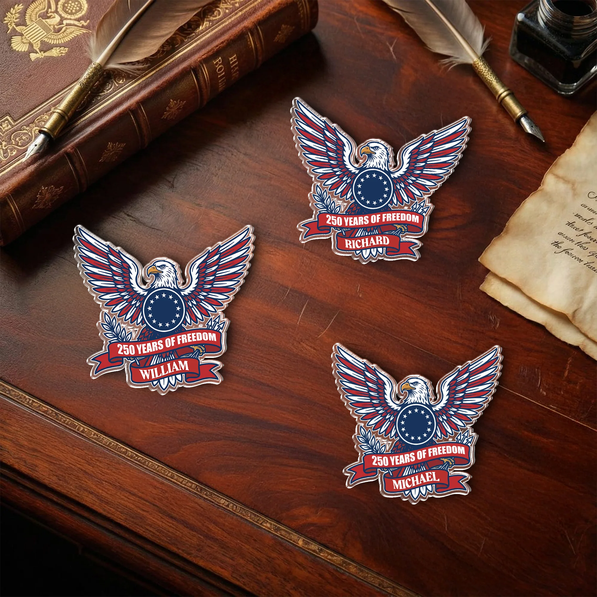Eagle USA 250th Anniversary 1776-2026 Semiquincentennial Patriotic Acrylic Pin HO82 901802 - Image 6