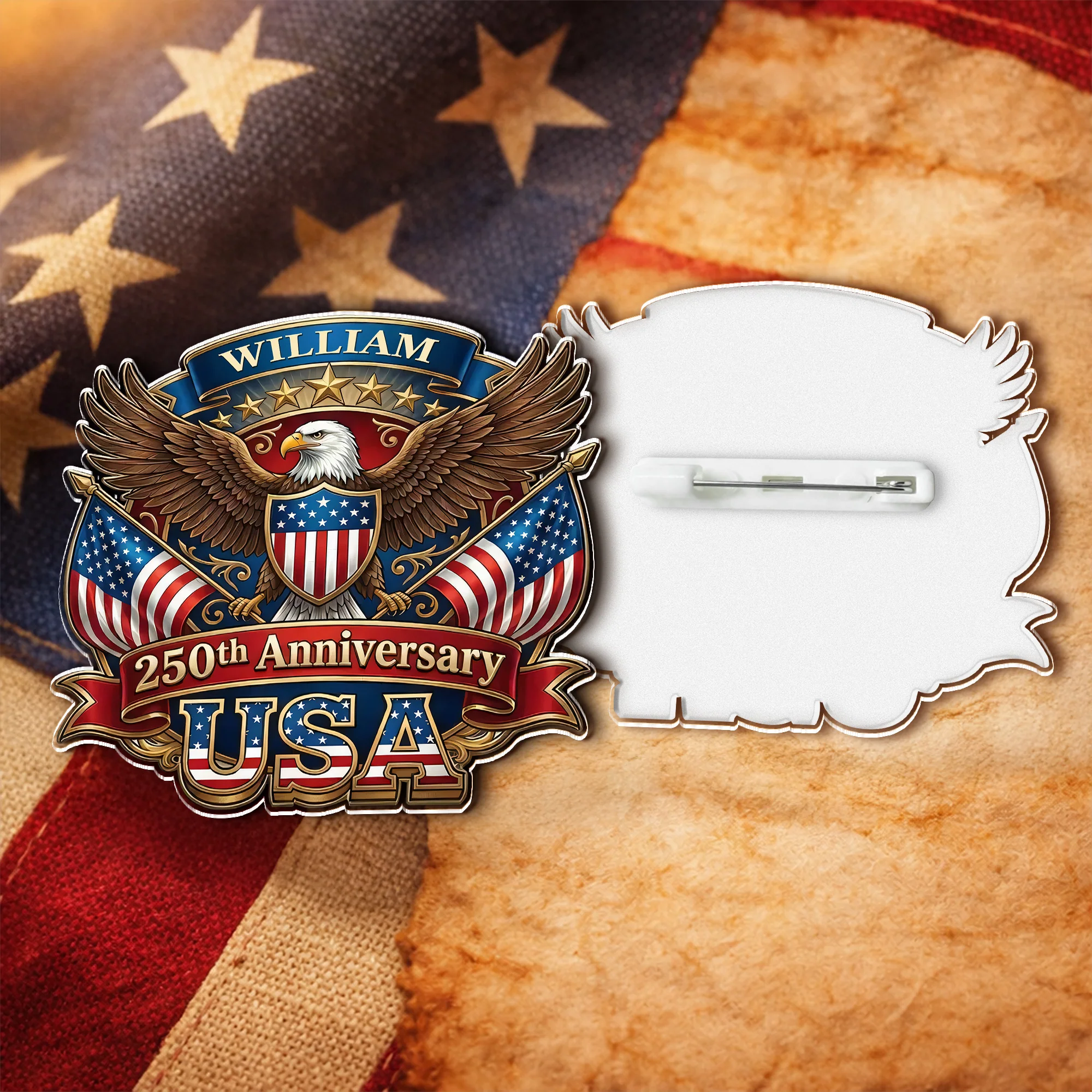 Eagle USA Semiquincentennial  1776-2026 250th Anniversary Patriotic Acrylic Pin HO82 901806 - Image 3