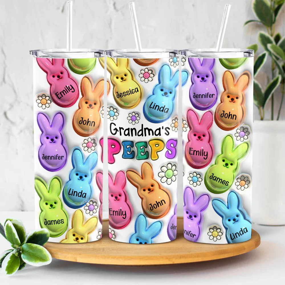 Easter Bunny Vibrant 3D Inflated Skinny Tumbler Personalized Gift For Mother's Day HO82 893562 - Image 2