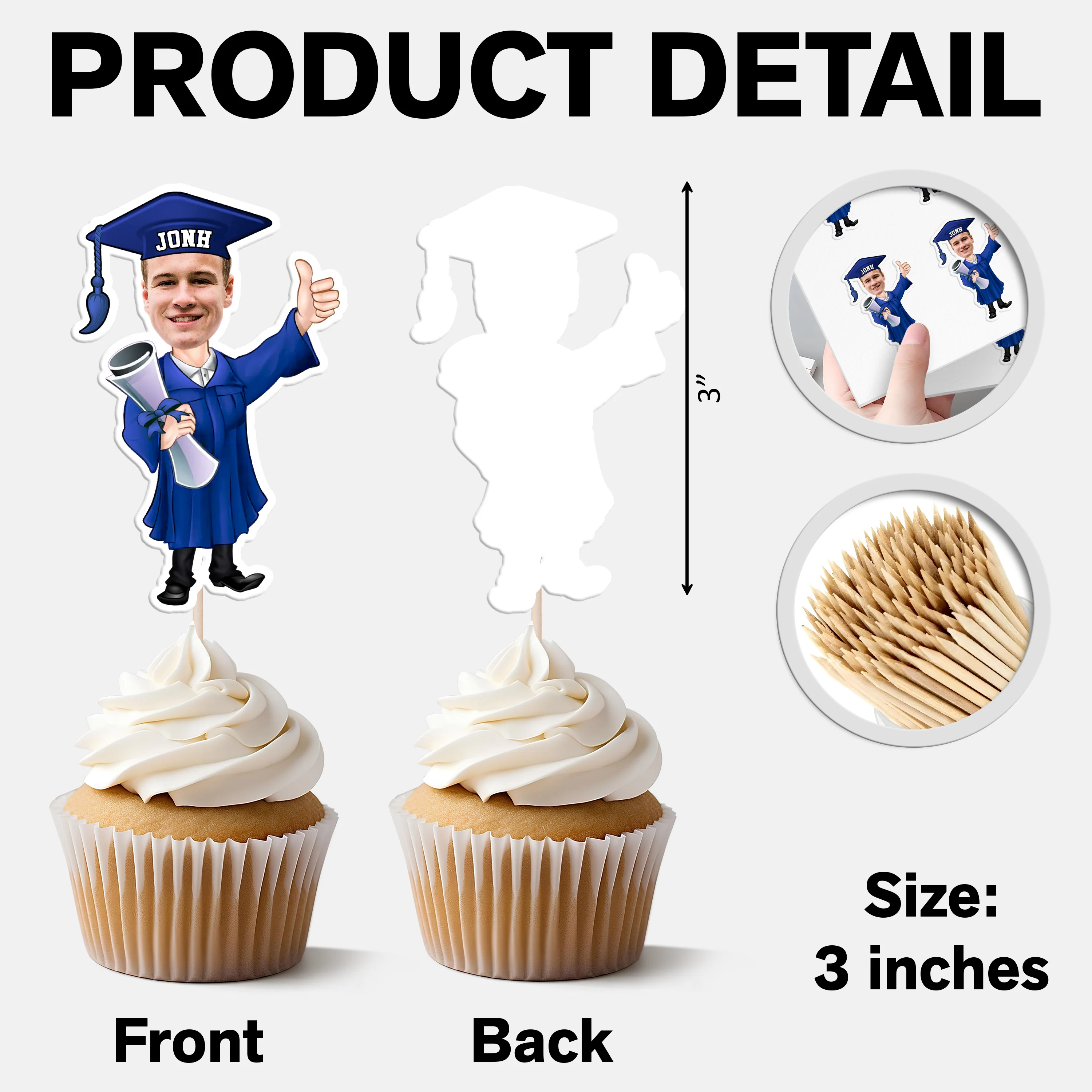 Funny Graduate Caricature Cupcake Toppers Personalized Gift HO82 893780 - Image 6