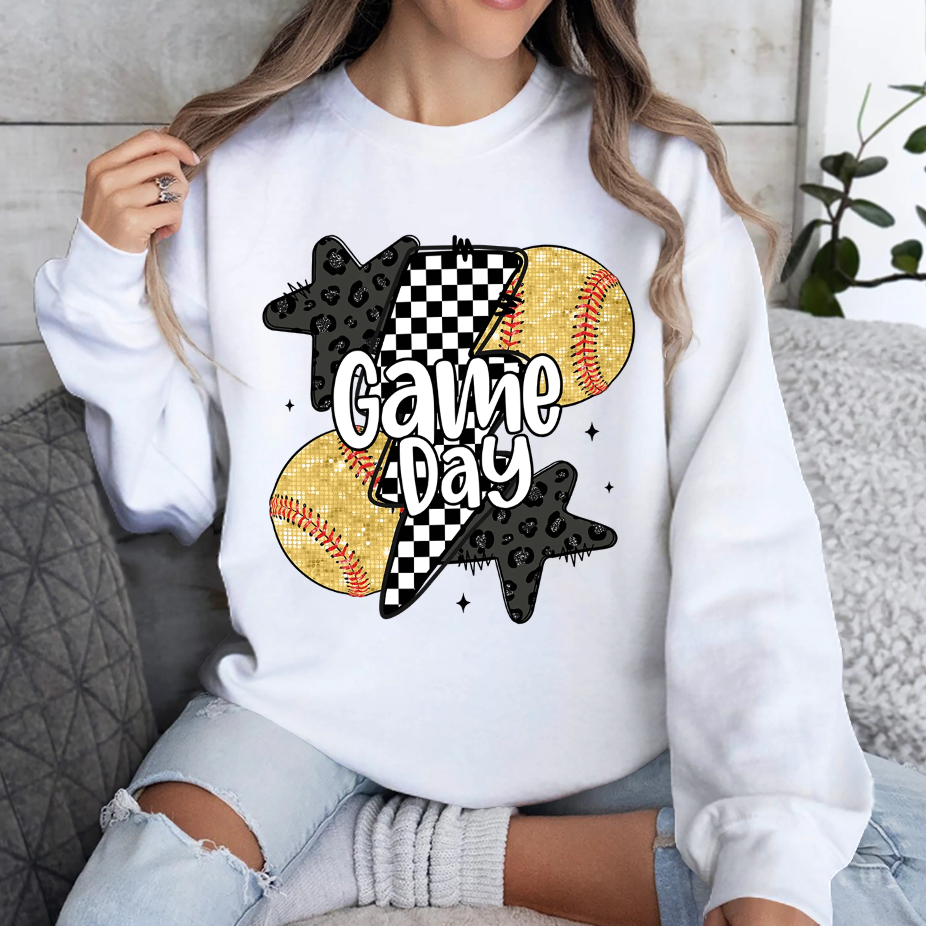 Glitter Softball Retro Checkered Softball Family Bright Shirt HO82 893646 - Image 5