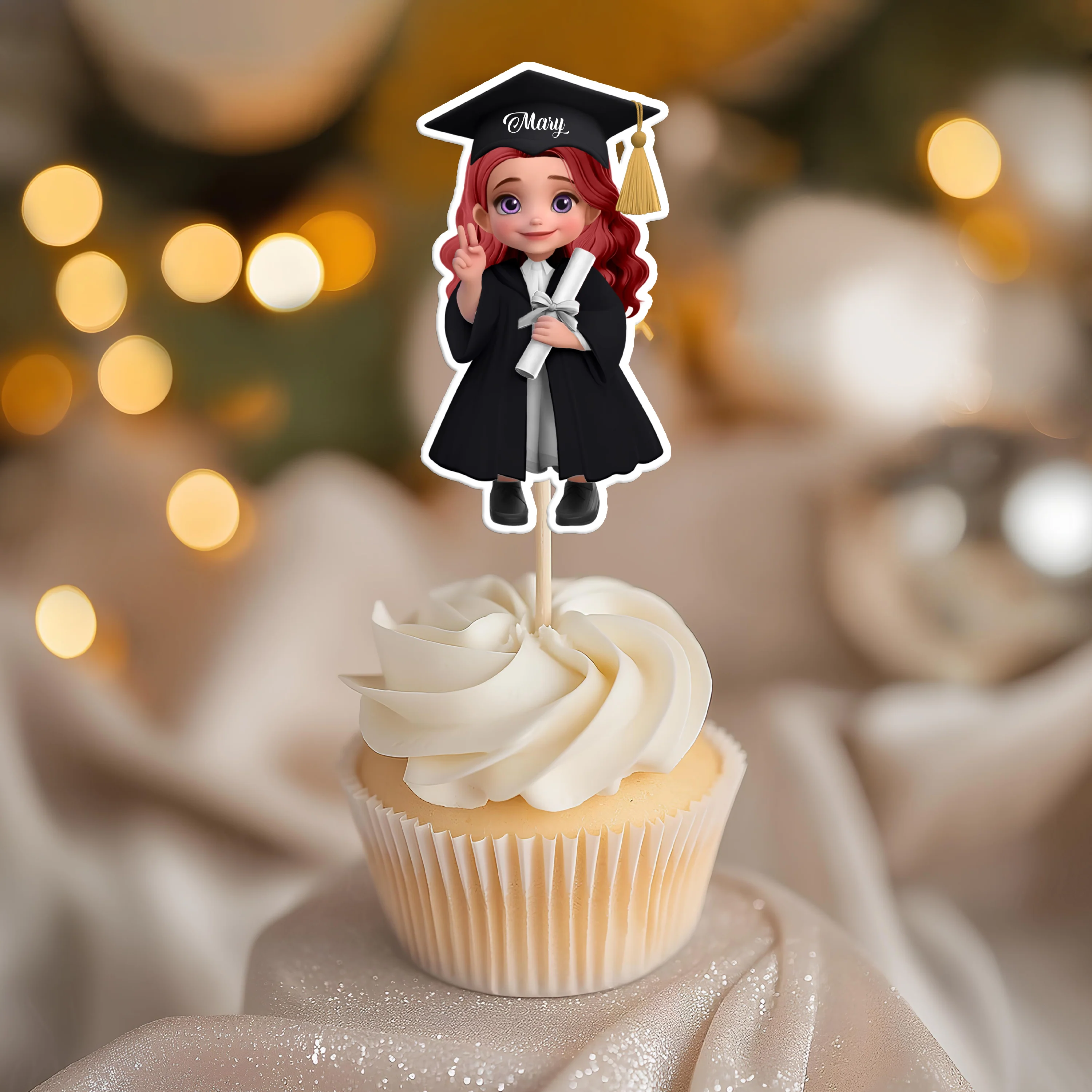Graduation Class 2025 Cupcake Toppers Personalized Gift HO82 893772 - Image 2