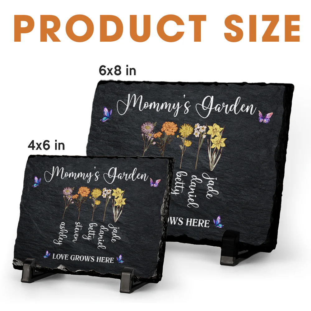 Grandma with Grandkid's Birth Flower Rectangle Shaped Stone With Stand Personalized Gift HO82 893628 - Image 7