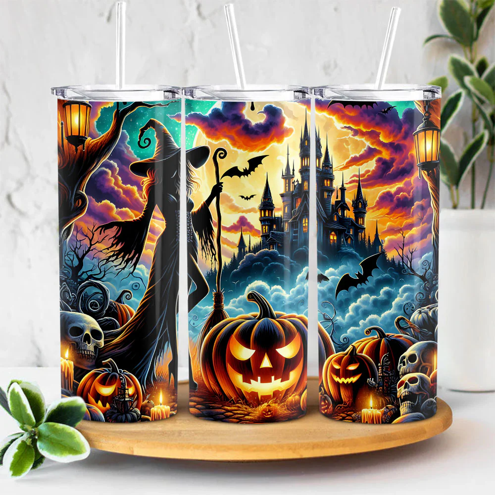 Halloween Witches And Pumpkin Skinny Tumbler HO82 894958 - Image 3
