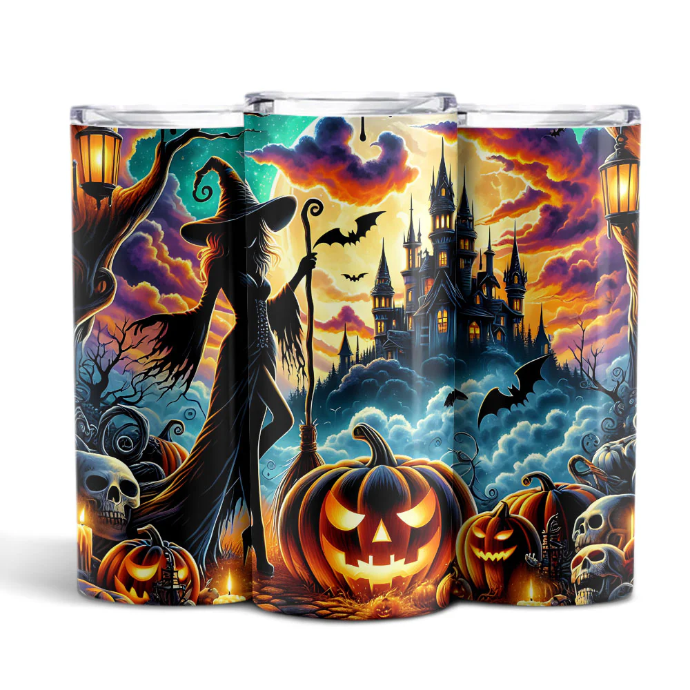 Halloween Witches And Pumpkin Skinny Tumbler HO82 894958 - Image 4
