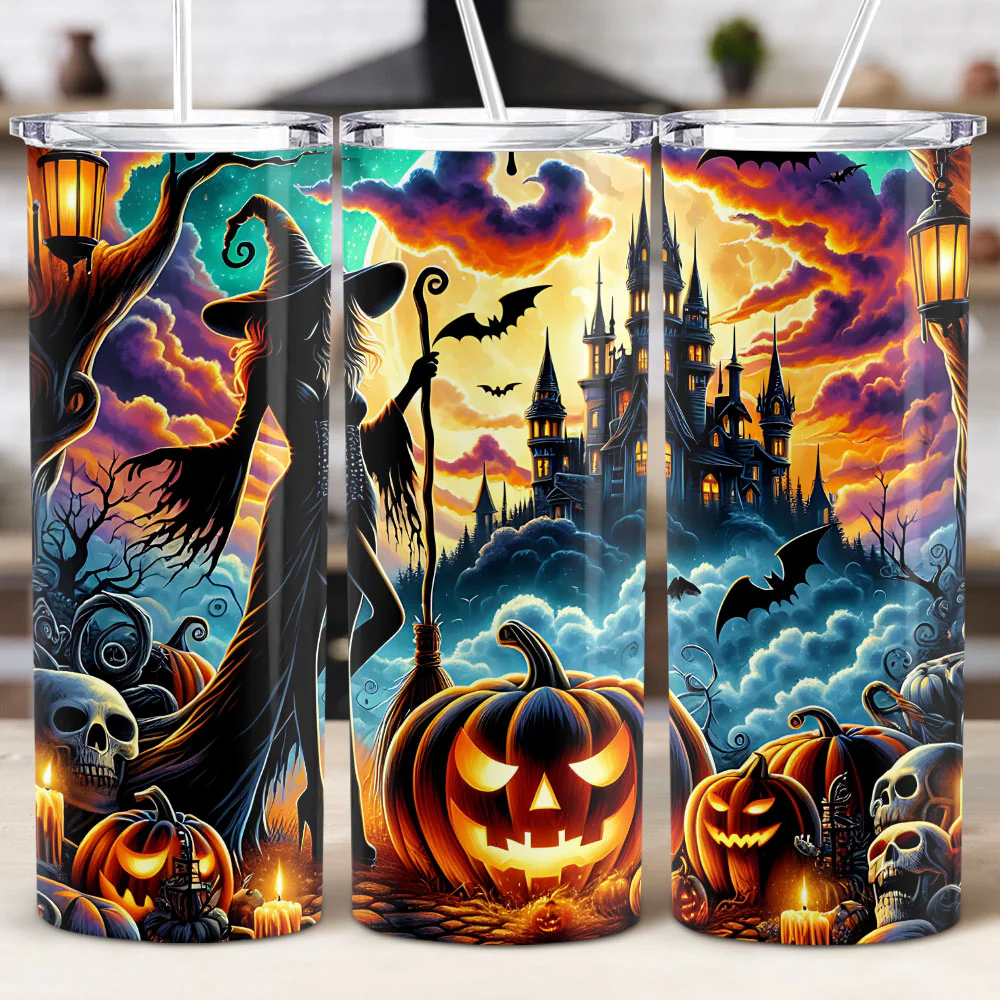 Halloween Witches And Pumpkin Skinny Tumbler HO82 894958 - Image 5
