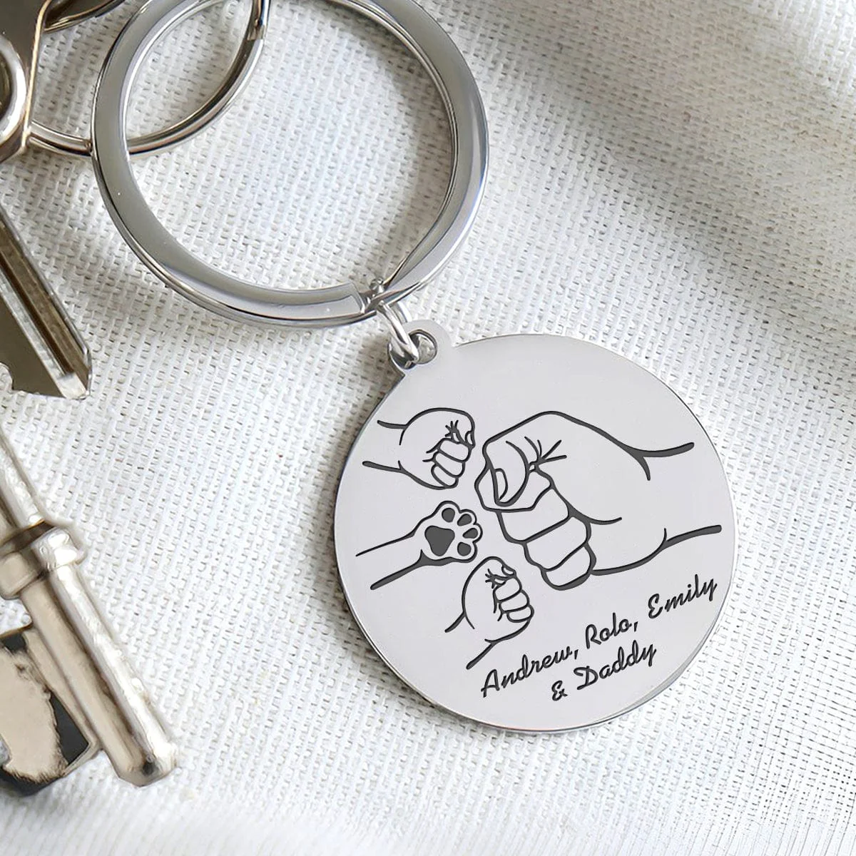 Happy Father's Day Fist Bump with Paw Keychain Personalized Gift HO82 890742 - Image 3