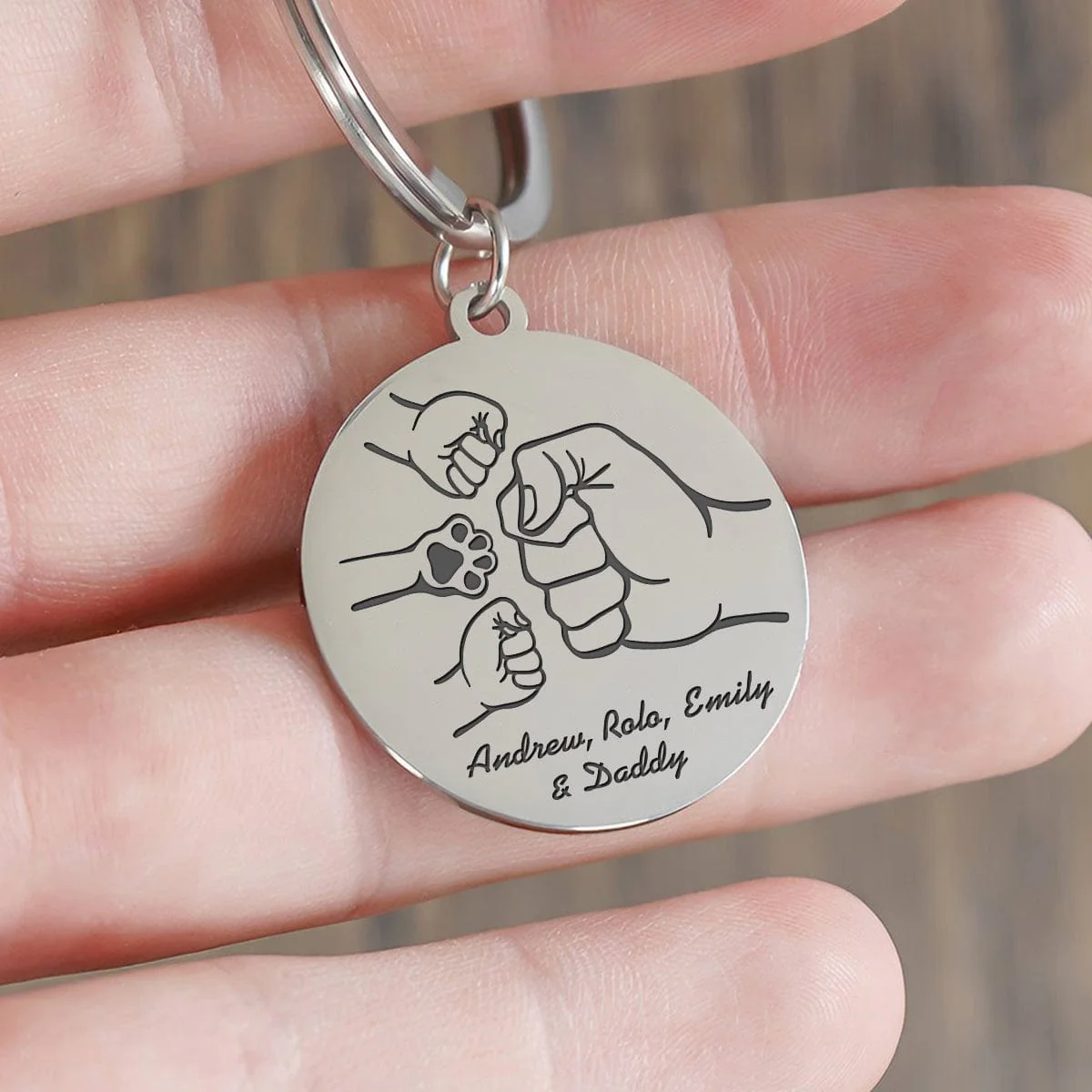 Happy Father's Day Fist Bump with Paw Keychain Personalized Gift HO82 890742 - Image 4