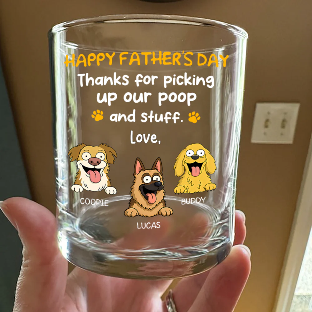 Happy Father's Day, Thank For Picking Up Our Poop Print Rock Glass Personalized Gift HO82 893712 - Image 2