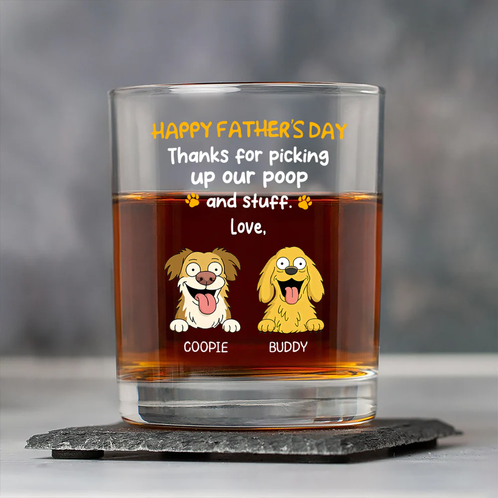 Happy Father's Day, Thank For Picking Up Our Poop Print Rock Glass Personalized Gift HO82 893712 - Image 4