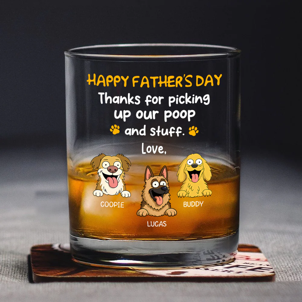 Happy Father's Day, Thank For Picking Up Our Poop Print Rock Glass Personalized Gift HO82 893712 - Image 5