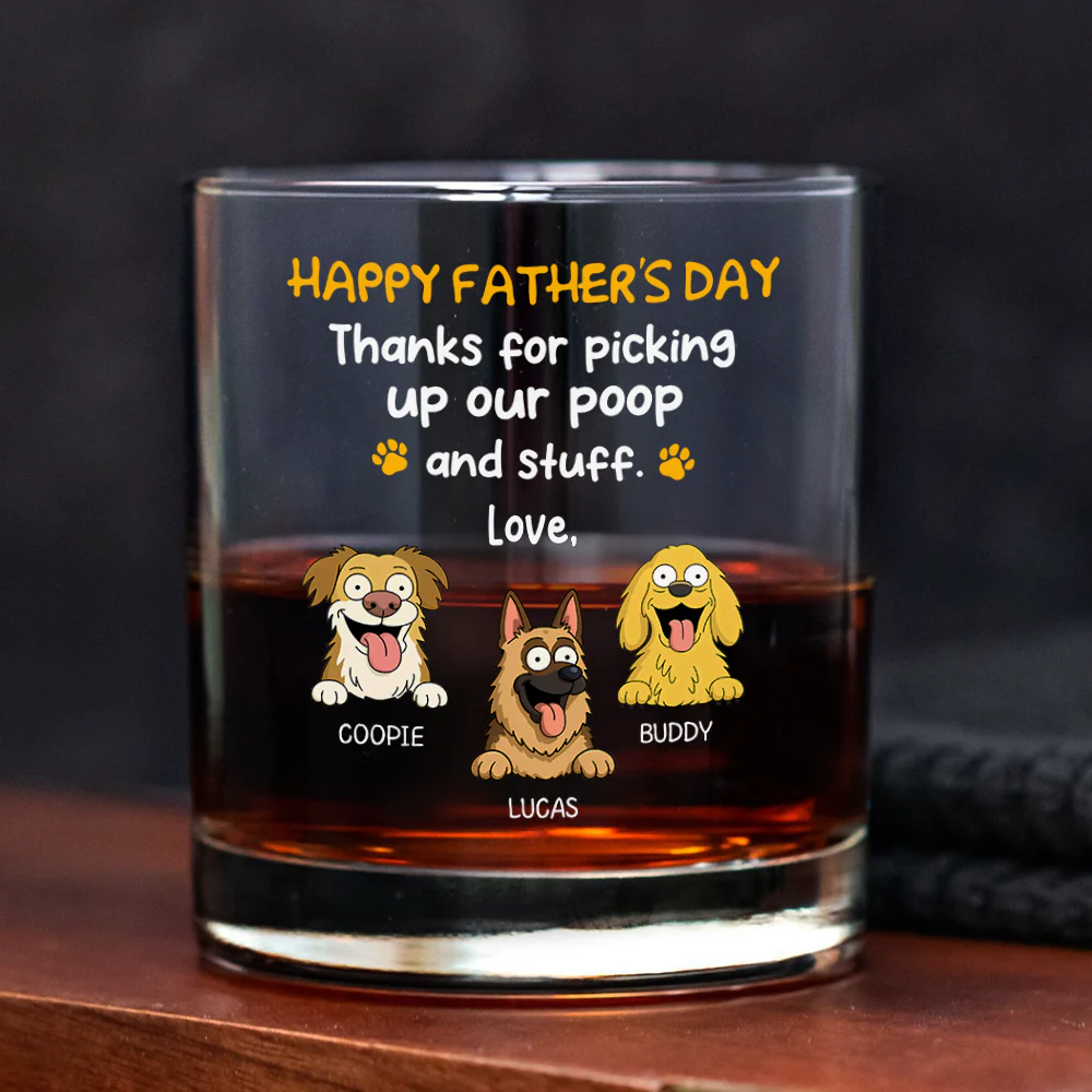 Happy Father's Day, Thank For Picking Up Our Poop Print Rock Glass Personalized Gift HO82 893712 - Image 6