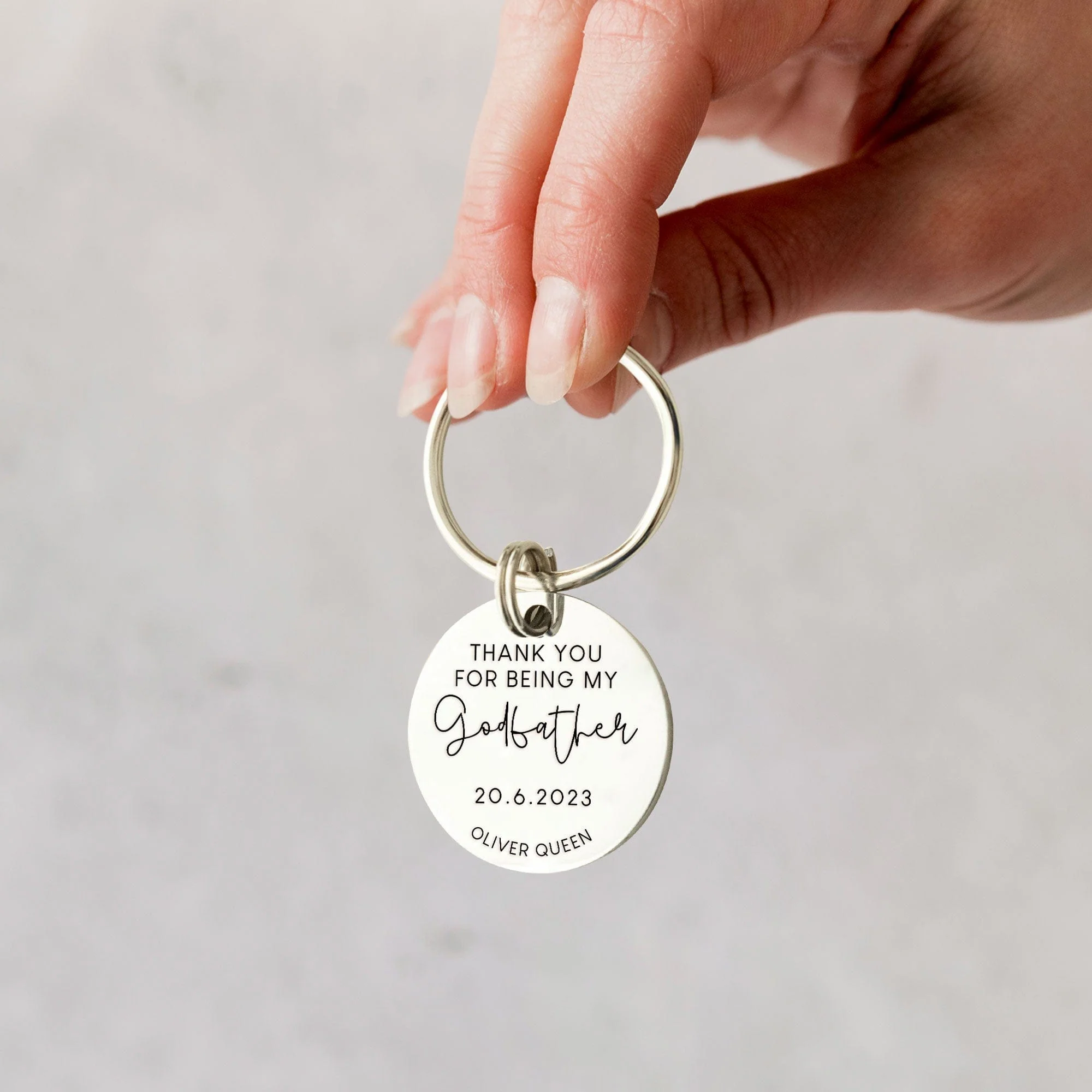 Happy Father's Day Thank You For Being My Godfather Keychain Personalized Gift HO82 890676 - Image 3