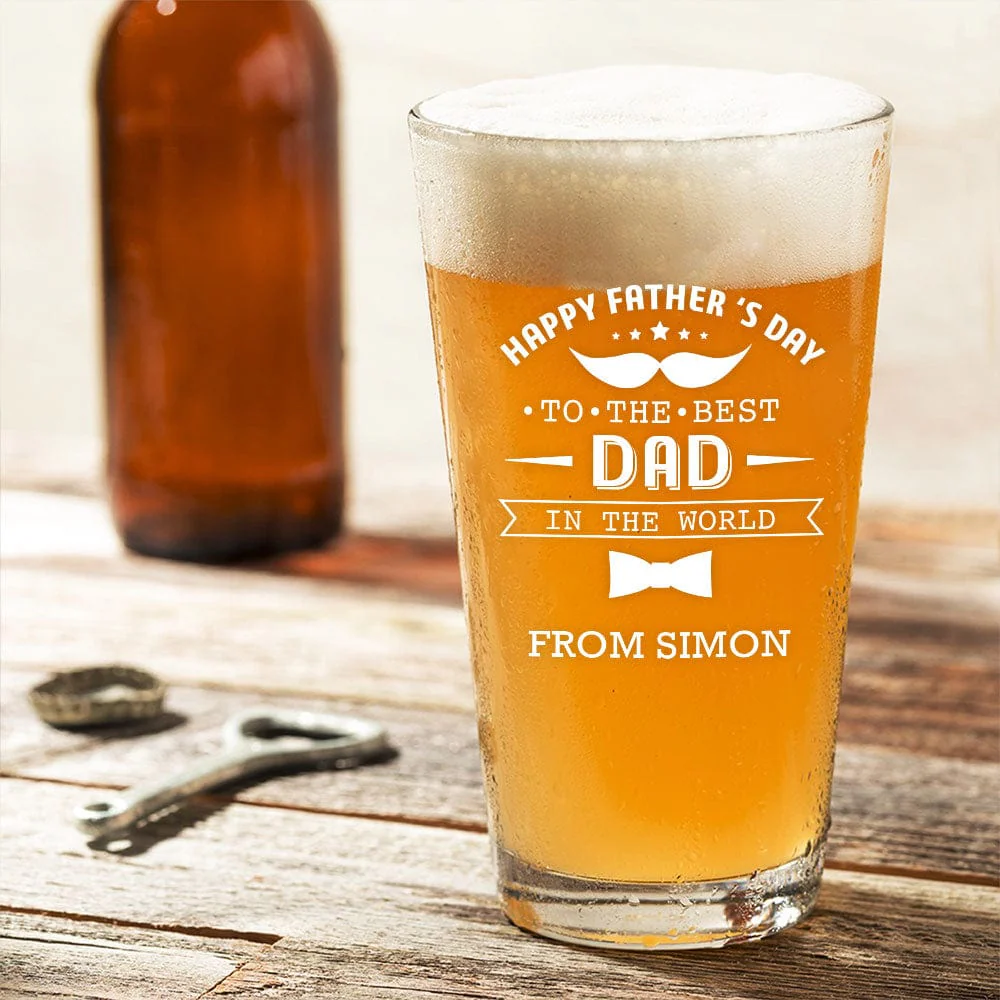 Happy Father's Day To The Best Dad Print Beer Glass HO82 890582 - Image 2