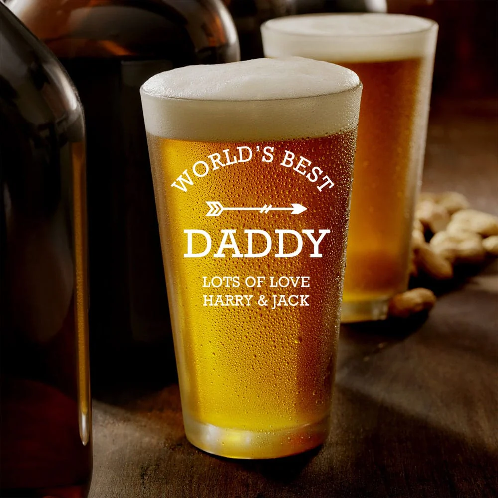 Happy Father's Day World's Best Daddy Print Beer Glass HO82 890578 - Image 2