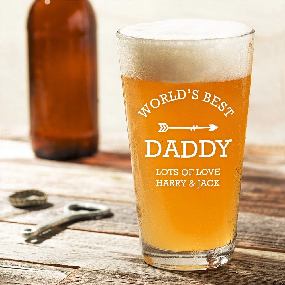 Happy Father's Day World's Best Daddy Print Beer Glass HO82 890578 - Image 4