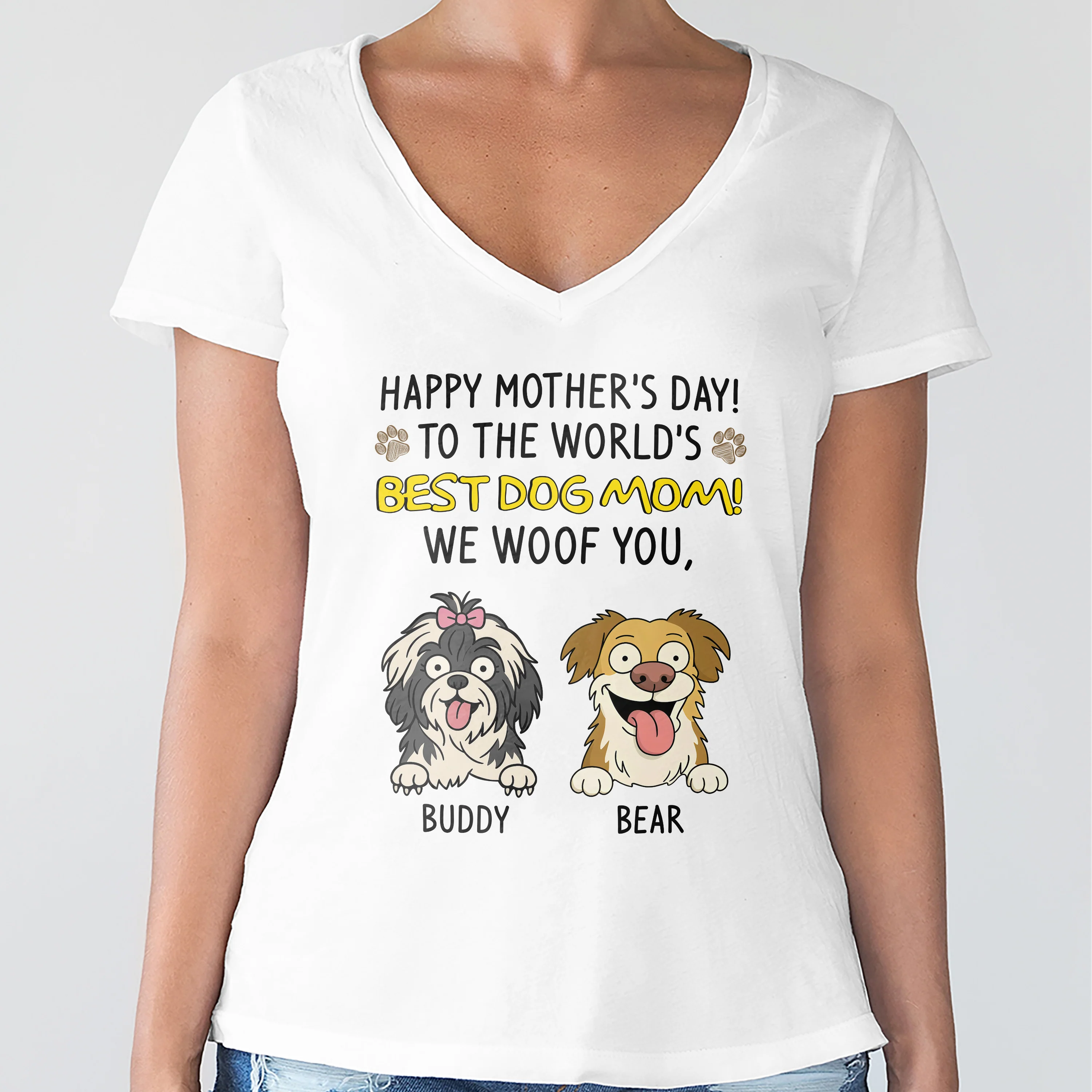 Happy Mother's Day, Best Dog Mom, We Woof You Bright Shirt Personalized Gift HO82 893694 - Image 5