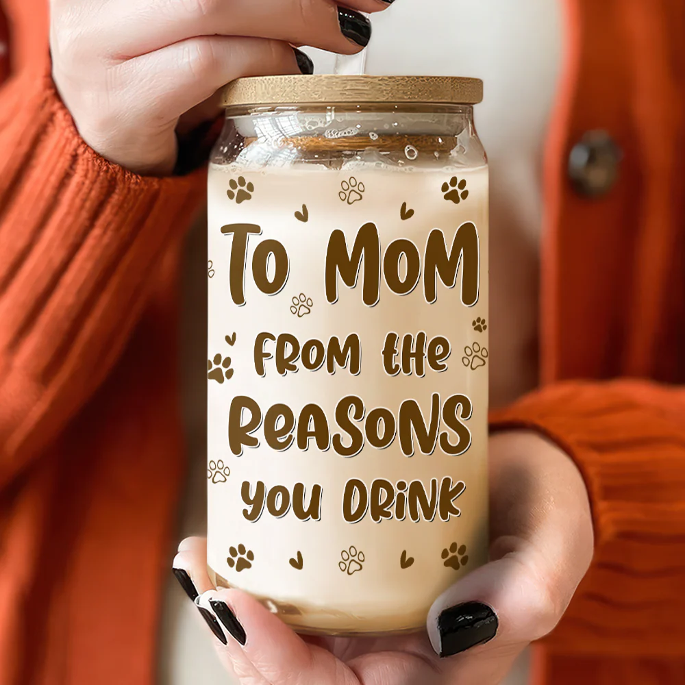 Happy Mother's Day Custom Photo From The Reasons You Drink Glass Can With Lid HO82 893576 - Image 2