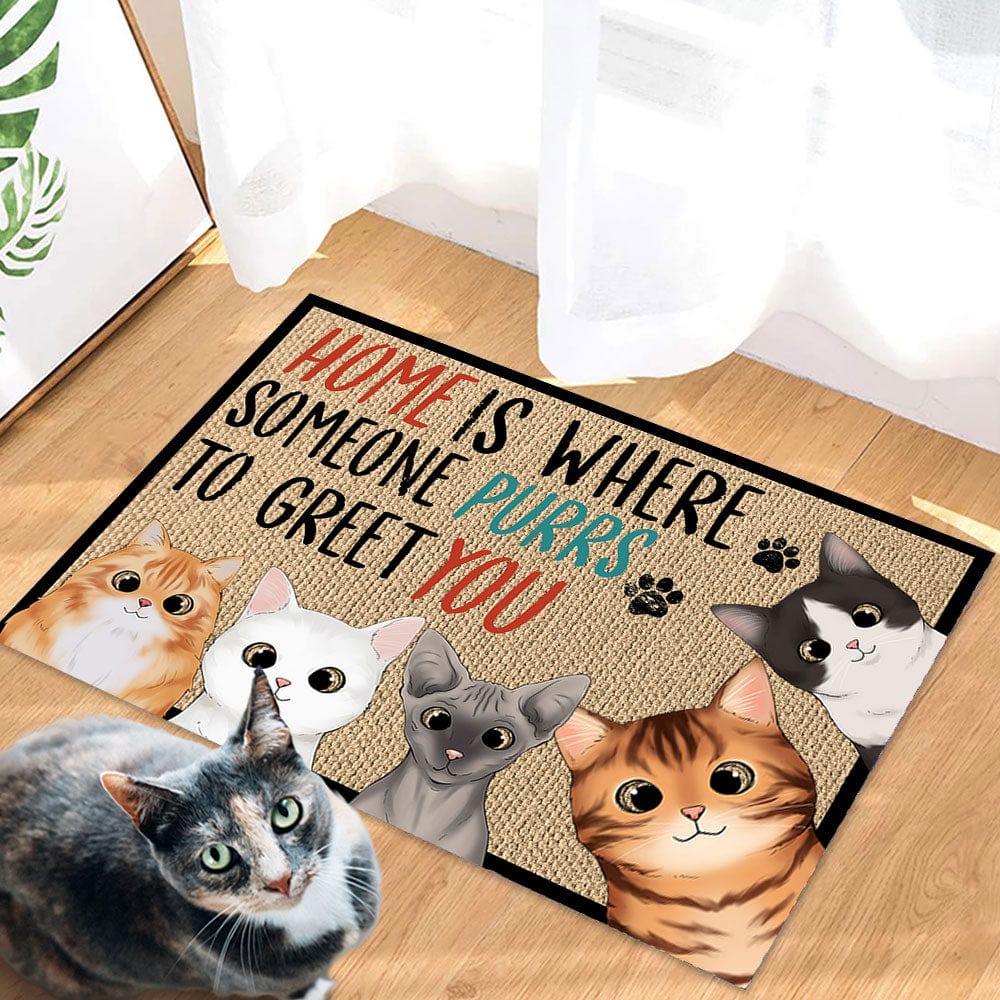 Home Is Where Someone Purrs To Greet You For Cat Lover Doormat Personalized Gift N304 889522 - Image 2