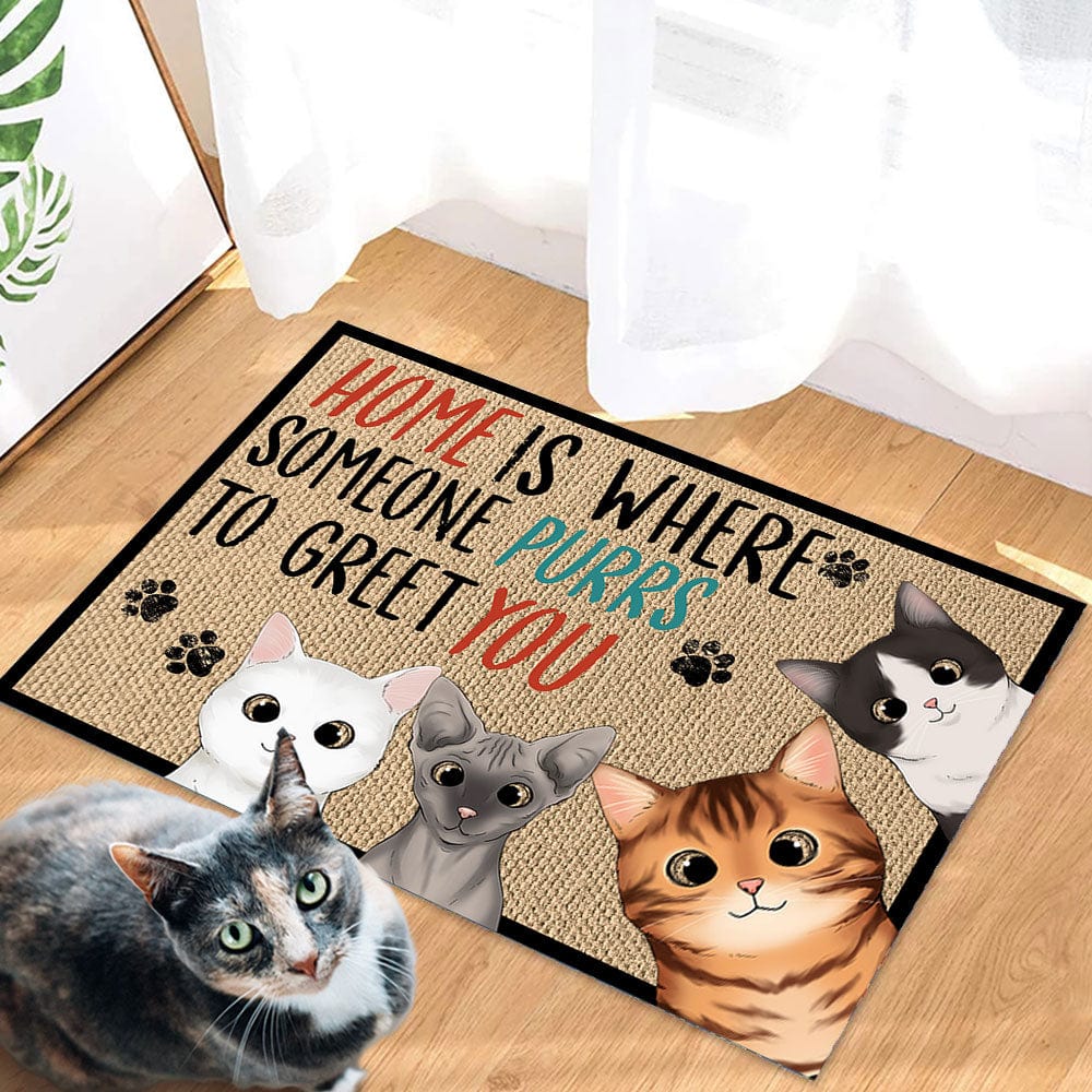 Home Is Where Someone Purrs To Greet You For Cat Lover Doormat Personalized Gift N304 889522 - Image 3