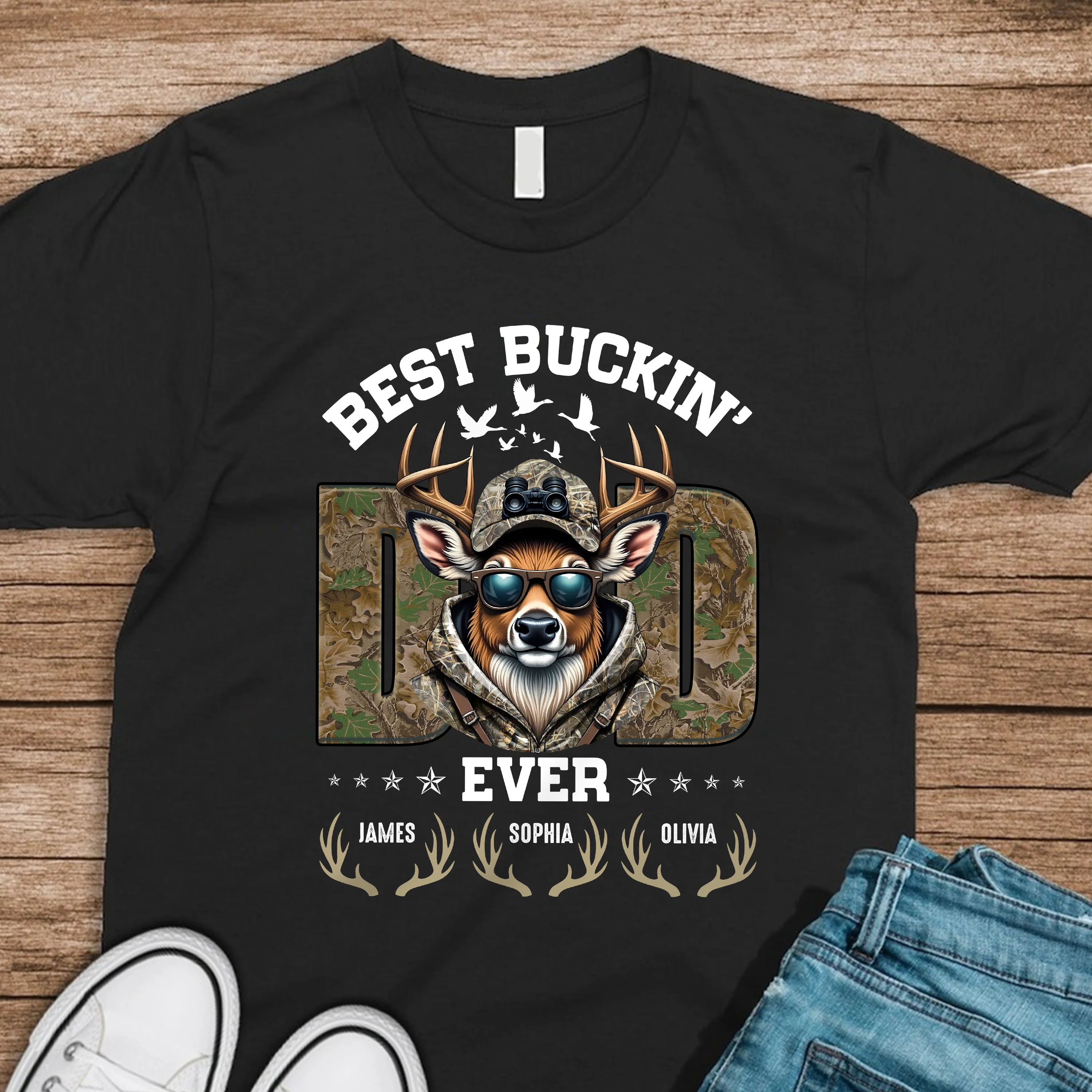 Hunter Dad Best Buckin' Dad With Kid's Name Dad Shirt Personalized Gift For Father's Day HO82 893804 - Image 4