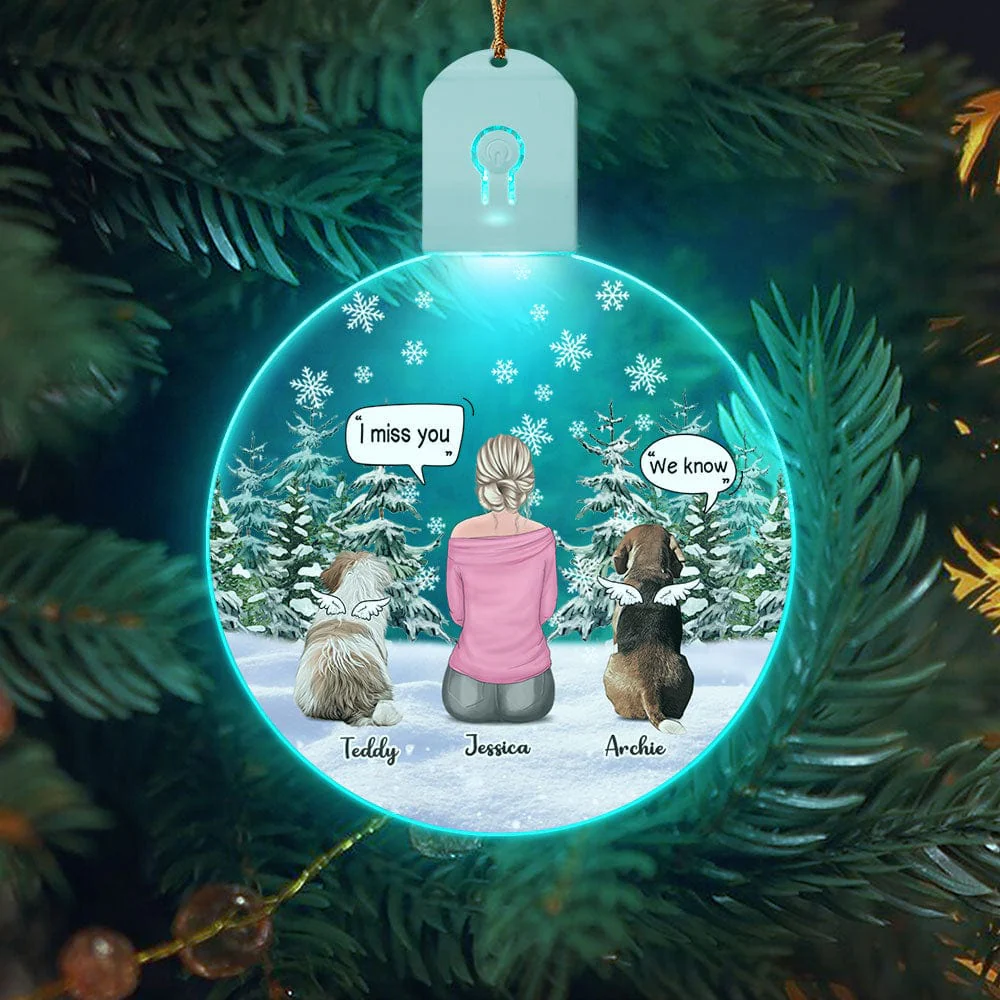 I Miss You - Christmas Memorial For Dog Mom Circle Led Acrylic Ornament Personalized Gift HO82 893278 - Image 2