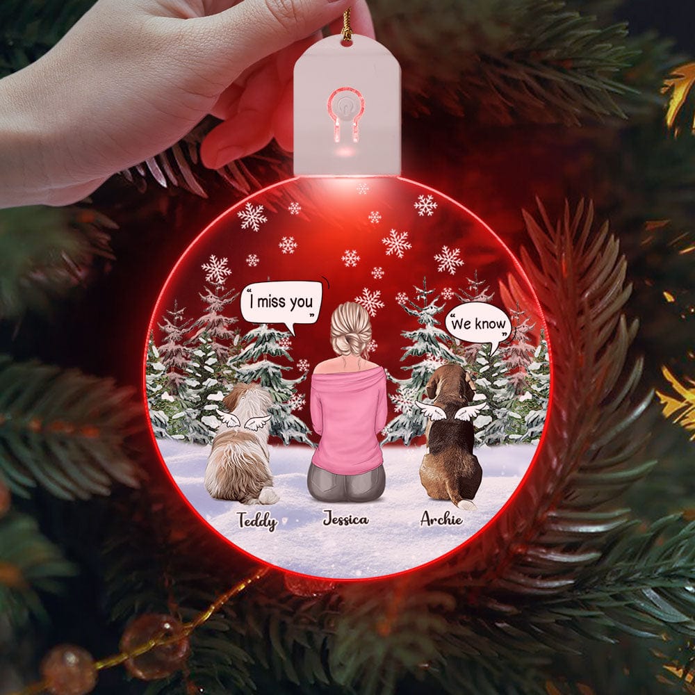 I Miss You - Christmas Memorial For Dog Mom Circle Led Acrylic Ornament Personalized Gift HO82 893278 - Image 3