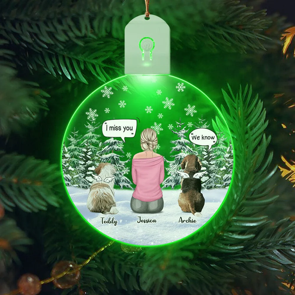 I Miss You - Christmas Memorial For Dog Mom Circle Led Acrylic Ornament Personalized Gift HO82 893278 - Image 4