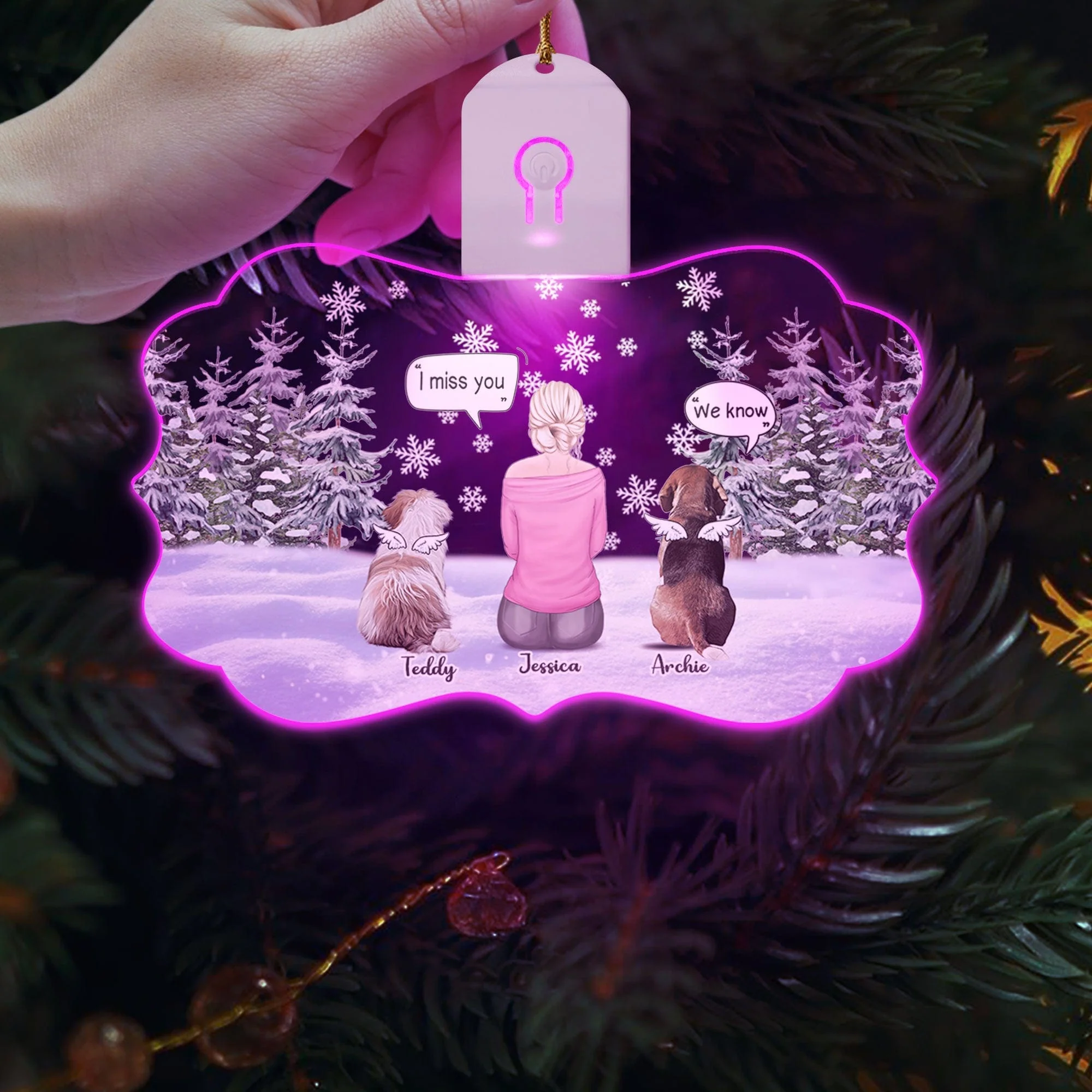 I Miss You - Christmas Memorial For Dog Mom Medallion Led Acrylic Ornament Personalized Gift HO82 893270 - Image 2