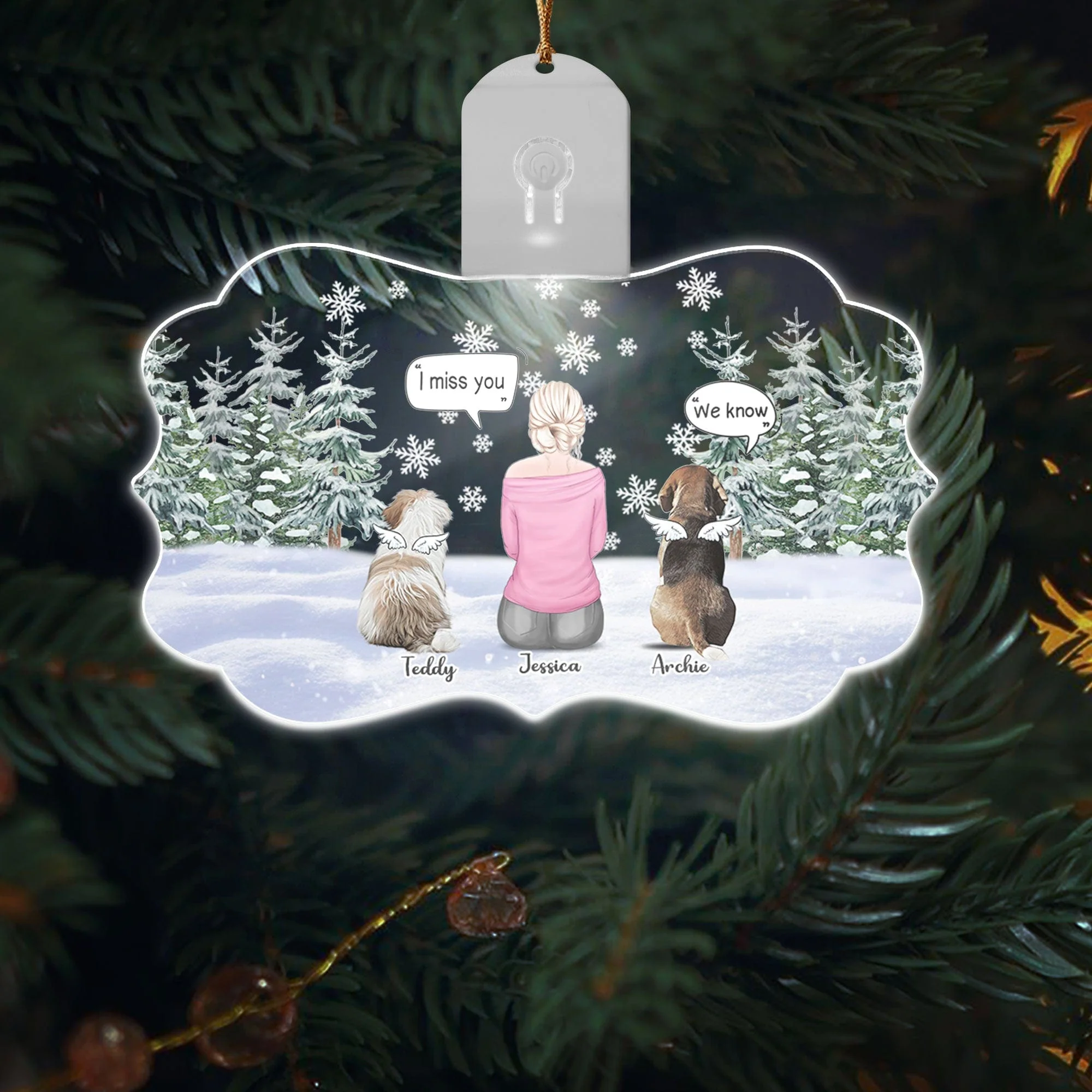 I Miss You - Christmas Memorial For Dog Mom Medallion Led Acrylic Ornament Personalized Gift HO82 893270 - Image 4