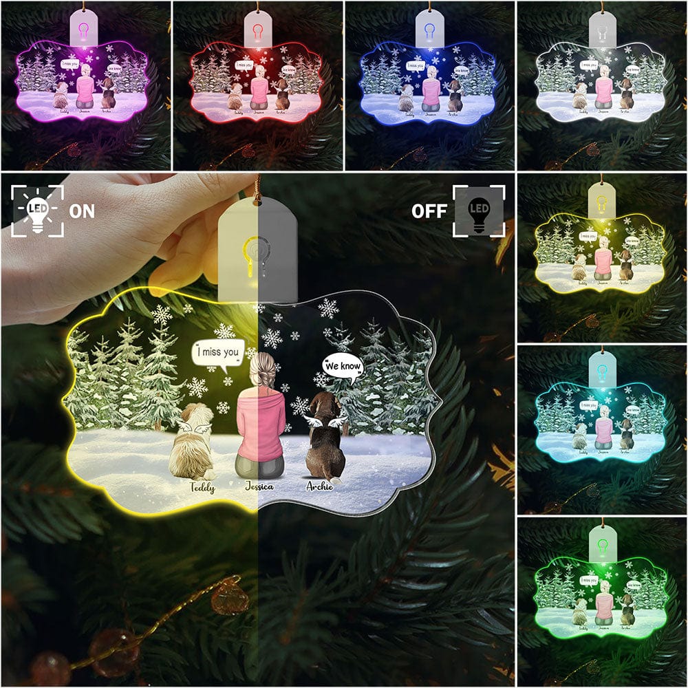 I Miss You - Christmas Memorial For Dog Mom Medallion Led Acrylic Ornament Personalized Gift HO82 893270 - Image 5