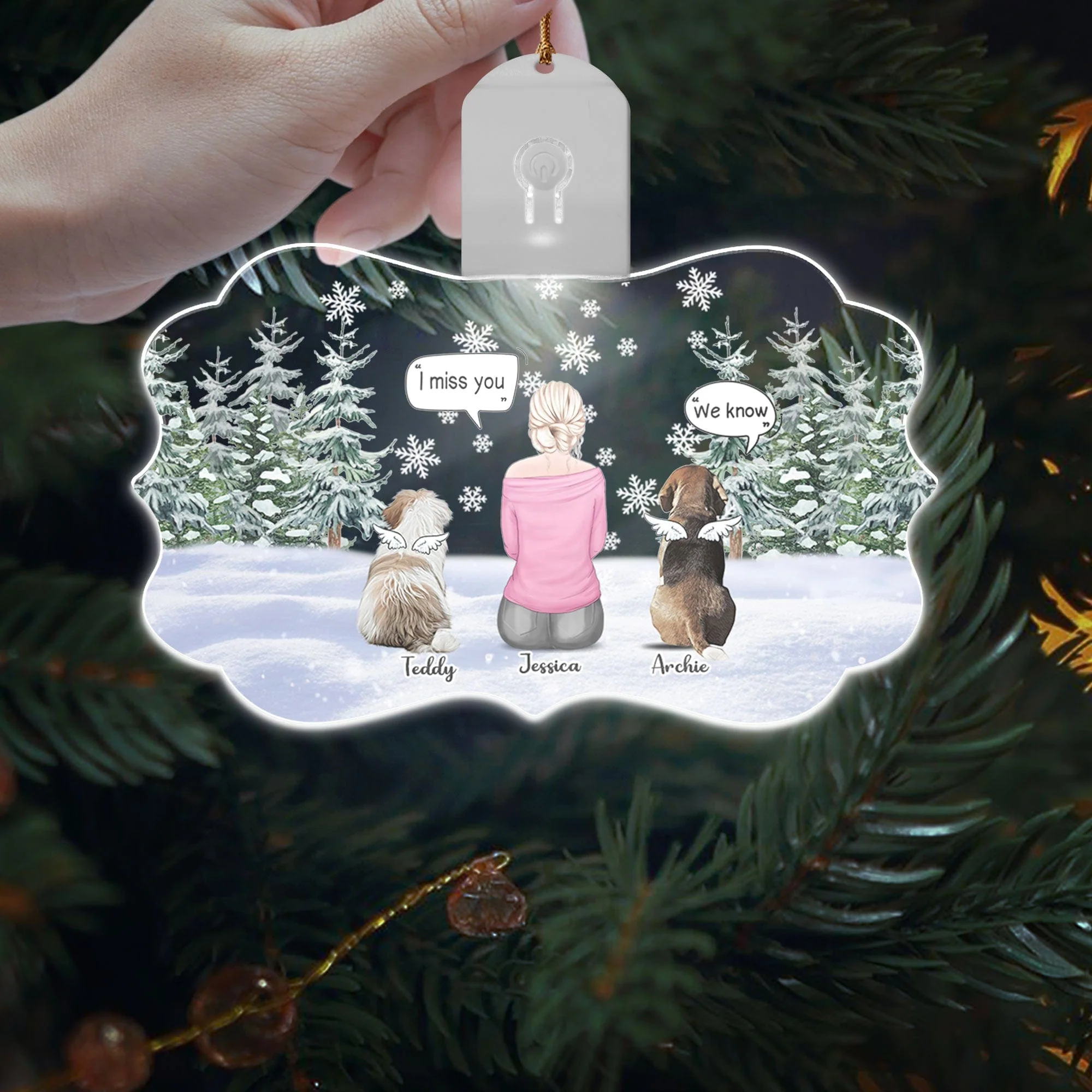 I Miss You - Christmas Memorial For Dog Mom Medallion Led Acrylic Ornament Personalized Gift HO82 893270 - Image 6