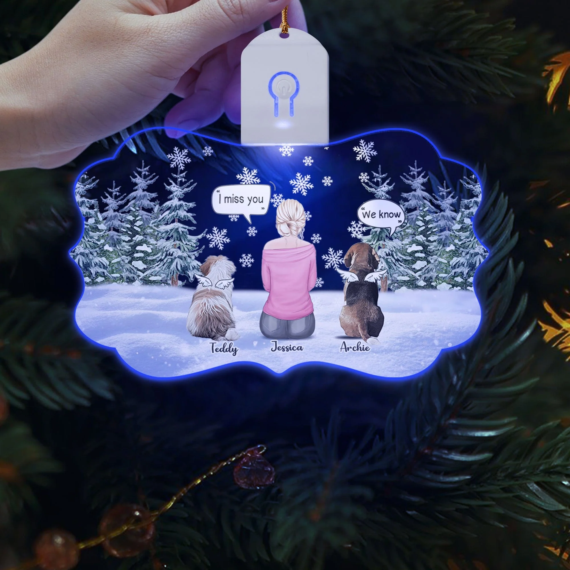 I Miss You - Christmas Memorial For Dog Mom Medallion Led Acrylic Ornament Personalized Gift HO82 893270 - Image 7