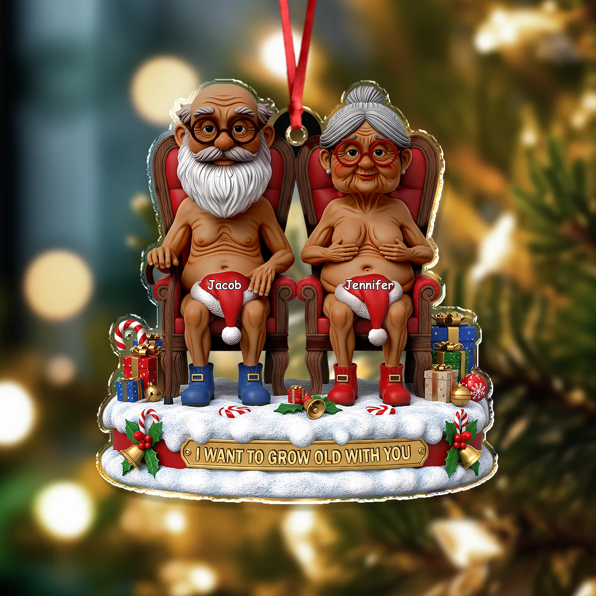 I Want To Grow Old With You Acrylic Ornament Christmas Gift For Couples HO82 900218 - Image 3