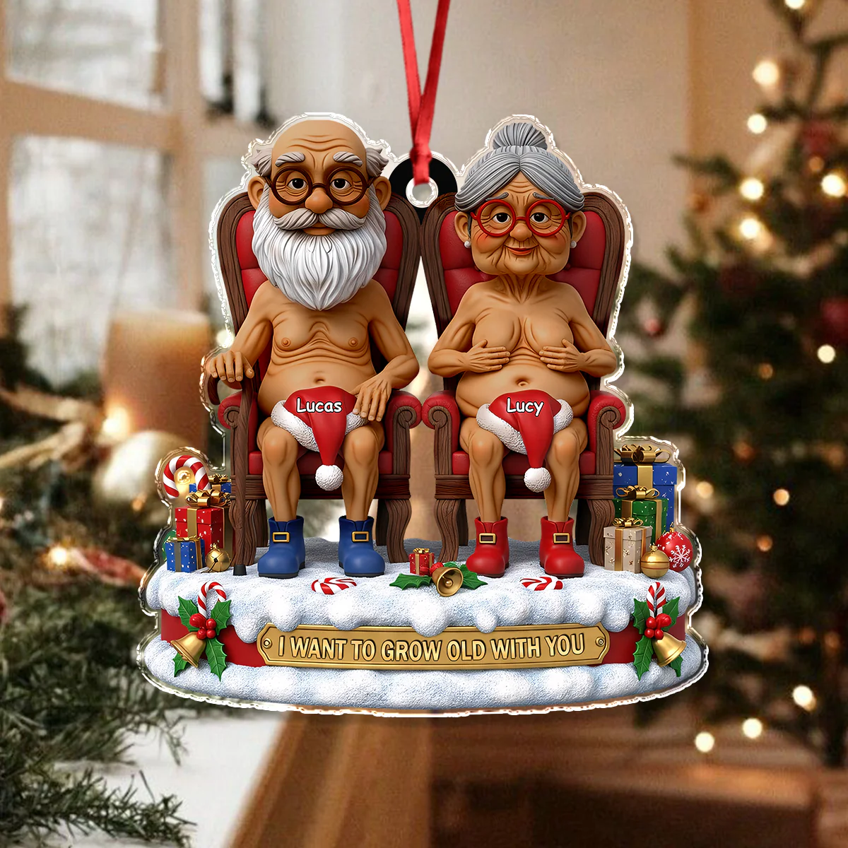 I Want To Grow Old With You Acrylic Ornament Christmas Gift For Couples HO82 900218 - Image 4