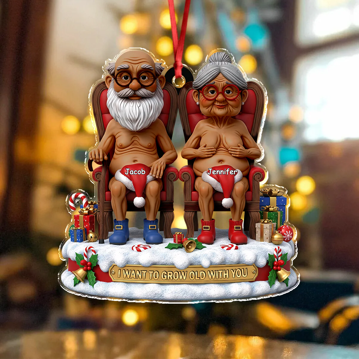 I Want To Grow Old With You Acrylic Ornament Christmas Gift For Couples HO82 900218 - Image 5