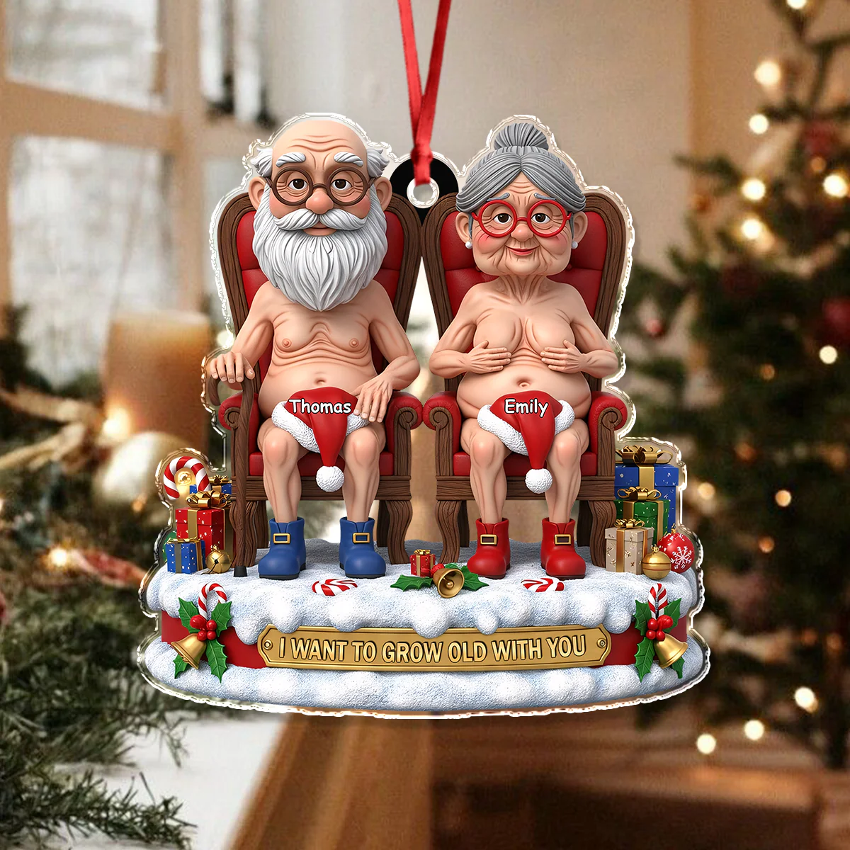 I Want To Grow Old With You Acrylic Ornament Christmas Gift For Couples HO82 900218 - Image 6