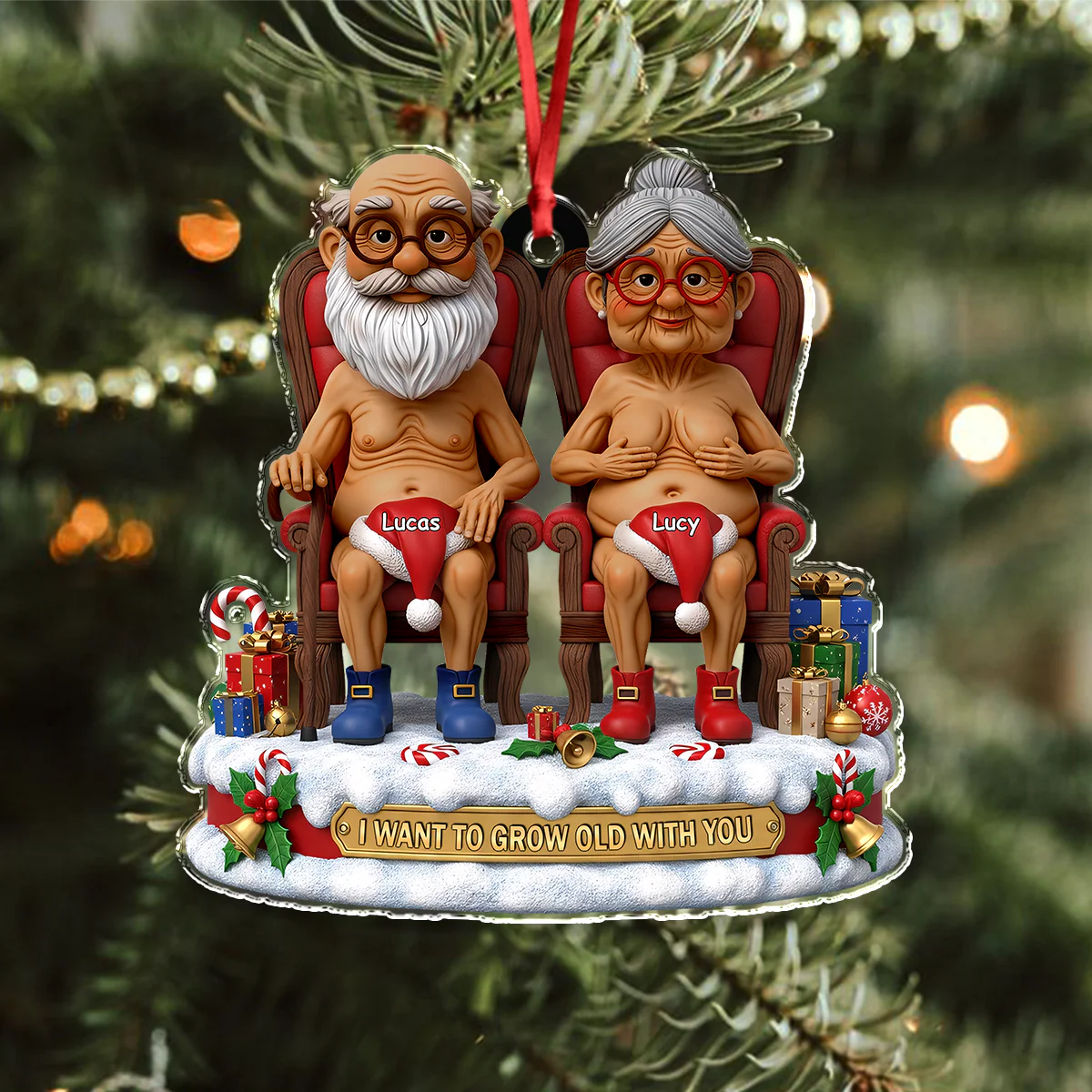 I Want To Grow Old With You Acrylic Ornament Christmas Gift For Couples HO82 900218 - Image 7