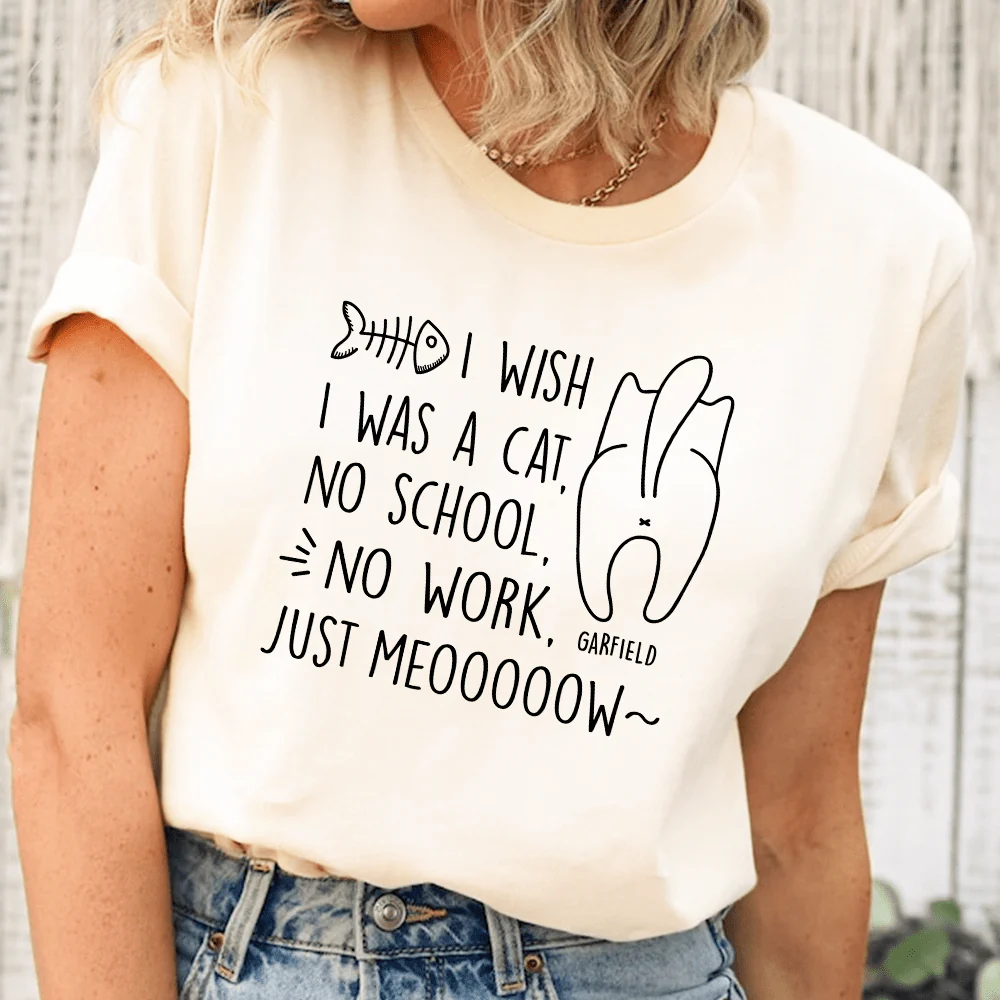 I Wish I Was A Cat No School No Work Just Meooow Shirt Personalized Gift T286 889788 - Image 2