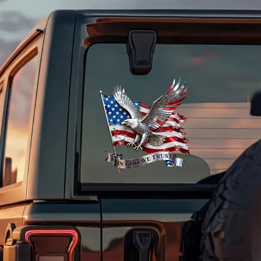 In God We Trust Patriotic Car Window Decal Sticker - American Christian Gift HO82 902150 - Image 3