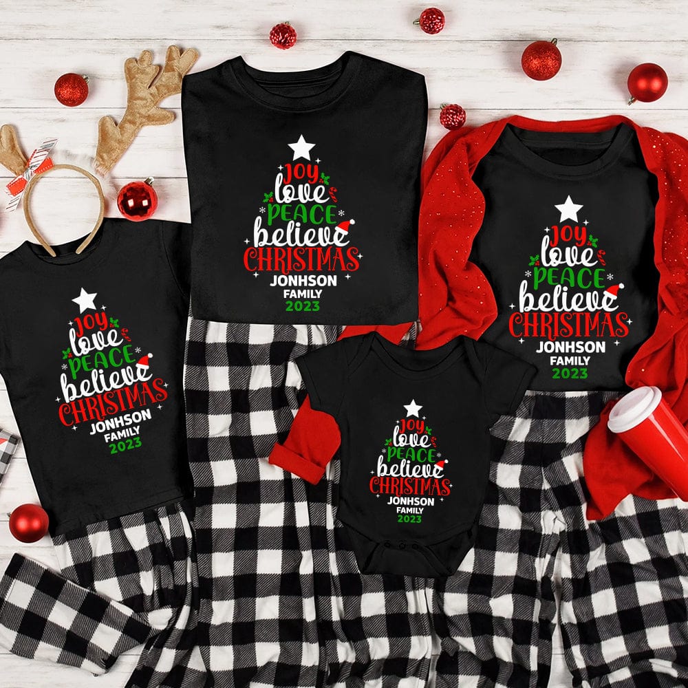 Joy Love Peace Believe Christmas Family Tees Personalized Gift N304 889940 - Image 2