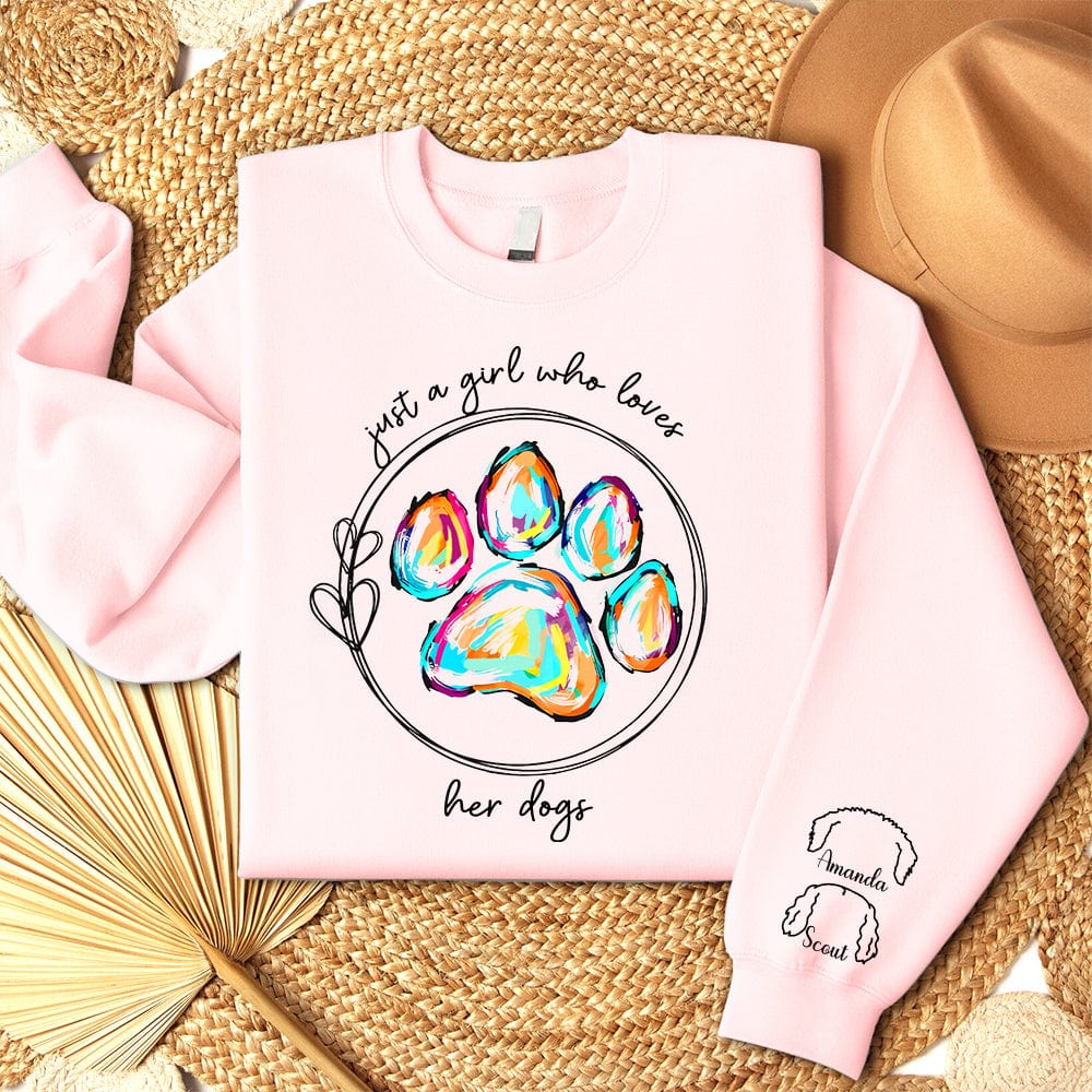 Just A Girl Who Loves Her Dog On Sleeve Sweatshirt Personalized Gift TA29 890110 - Image 2