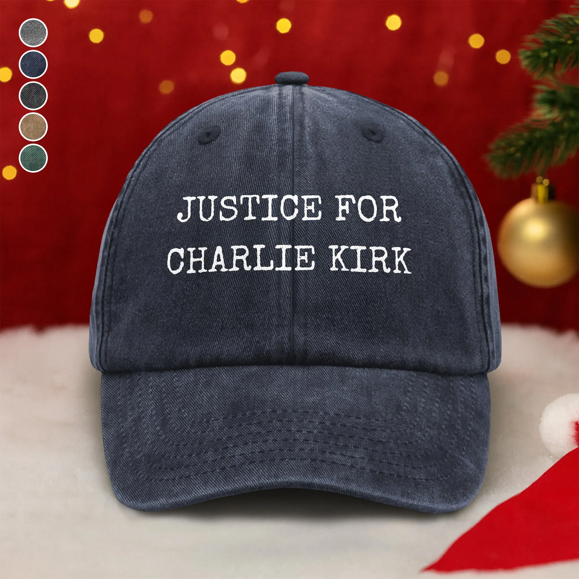 Justice for Charlie Kirk Washed Denim Baseball Cap HO82 65764 - Image 2
