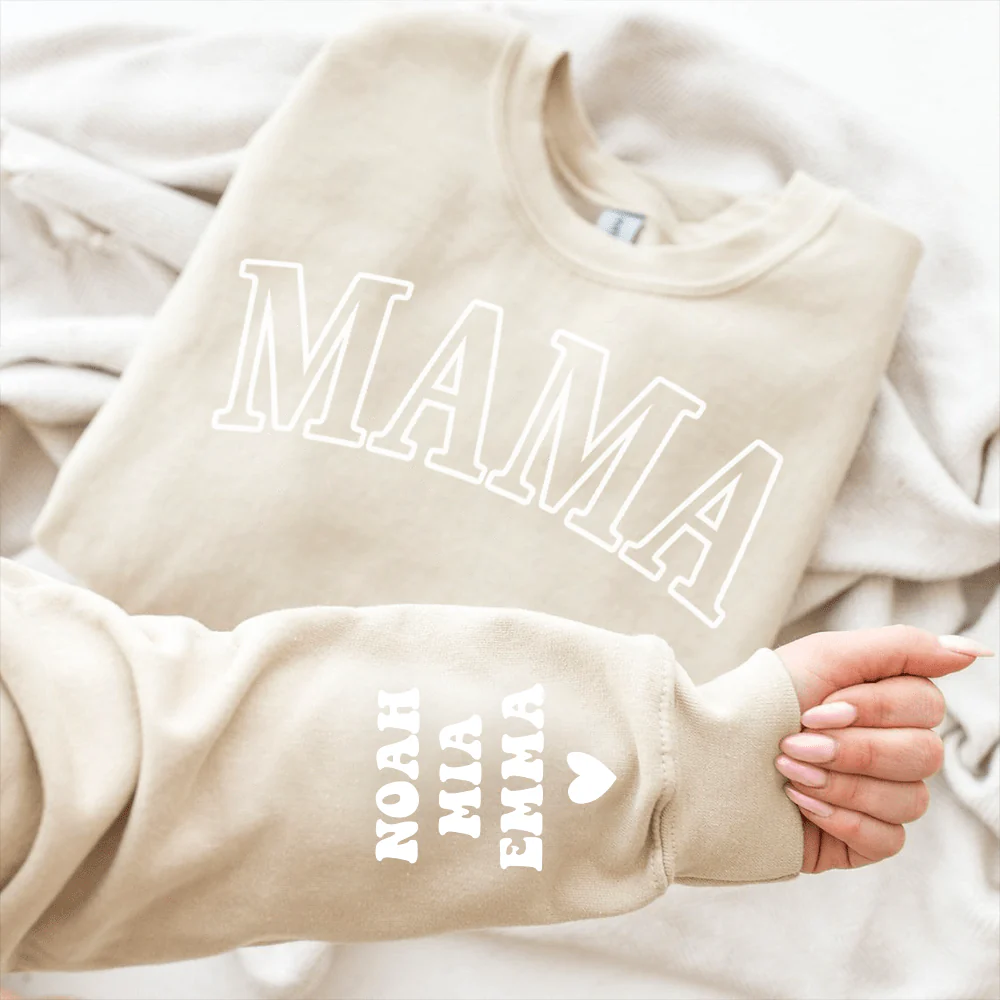 Mama With Kid Names On Sleeve Sweatshirt Personalized Gift TA29 890086 - Image 2